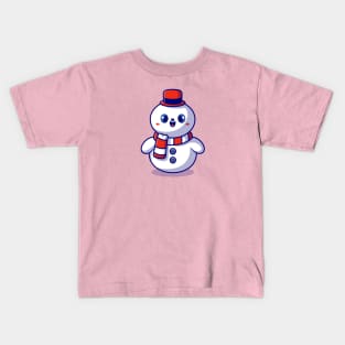 Cute Snowman Cartoon Kids T-Shirt